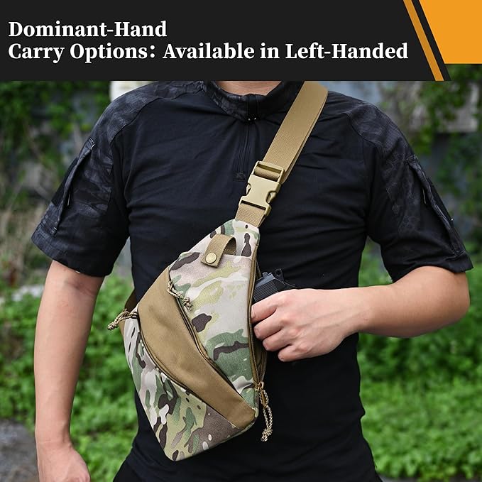 CCW Sling Bag for Concealed Carry Tactical Crossbody Sling Bag with Quick Access Compartment Low Profile Shoulder Chest Bag for Men &amp Women