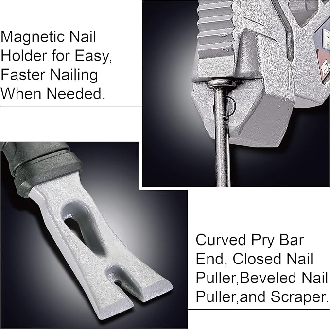 Vaughan 15 Inch Multi-Function Demolition Tool Hammer Nail Puller Multi-Use Heavy Duty Construction DIY Hand Tools - Blue 050042 (Pack of 12)