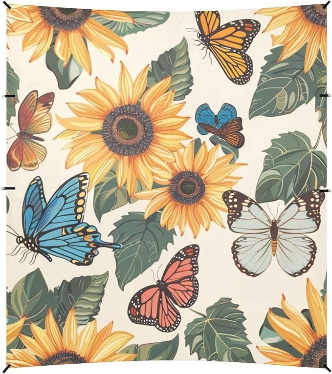 ALAZA Butterflies Sunflowers Beautiful Beach Tent Sun Shelter Portable Canopy Sunshade for Outdoor Camping Picnics Backyard Fun 10x9 ft