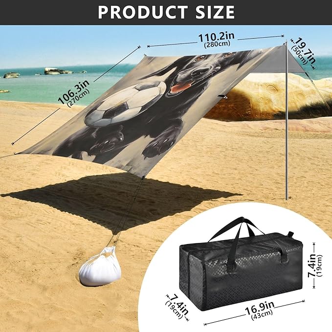 ALAZA Dog Play Football Beach Tent Sun Shelter Portable Canopy Sunshade for Outdoor Camping Picnics Backyard Fun 10x9 ft