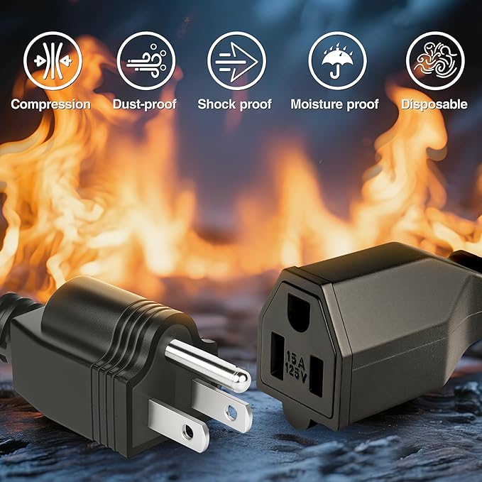 NEMA 5-15P Electrical Replacement Plugs End Extension Cord Ends 125V 15A 2Pole 3Wire Male&ampFemale PlugGround Neutral Generator Plugs 3 Prong Power Replacement Plug5 Set