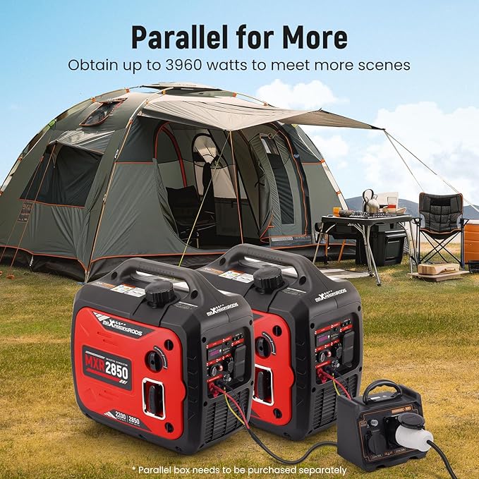 maXpeedingrods 2850 Watt Portable Inverter GeneratorGas Powered EPA Compliant with CO Alarm Compact and Lightweight for Outdoor Camping RV Ready and Home