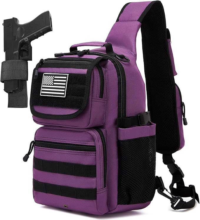 ATBP Tactical Crossbody Bag Holster Shoulder Backpack 6 Elastic Slots Water Bottle Holder Carrier Accessories Pouch 15L