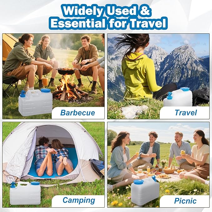 REDCAMP 3 Gallon/11L Portable Water Container with Spigot Camping Water Jug Camping Water Container Water Tank Portable Emergency Water Storage for Camping Car Hiking White 4Pack