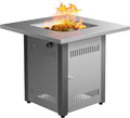 LEGACY HEATING Gas Fire Pit Table 28 inch Outdoor Propane Fire Pit Table 50000 BTU 28 Square Fire Table with Lid &amp Lava Rock Silver Grey Texture for Outside Patio Yard Party Balcony and Lawn