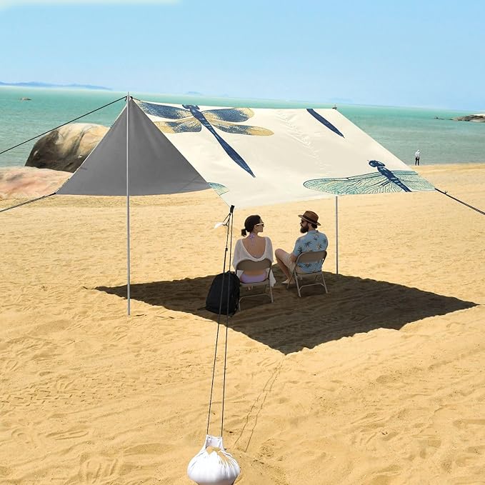 ALAZA Beautiful Dragonflies Beach Tent Sun Shelter Portable Canopy Sunshade for Outdoor Camping Picnics Backyard Fun 10x9 ft