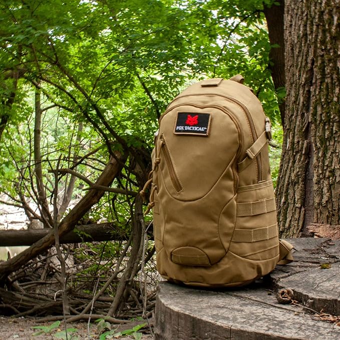 Fox Outdoor Products Scout MOLLE Day Pack | Compact 20L Tactical Backpack with Hydration Sleeve for EDC Hiking &amp Outdoor Use Coyote