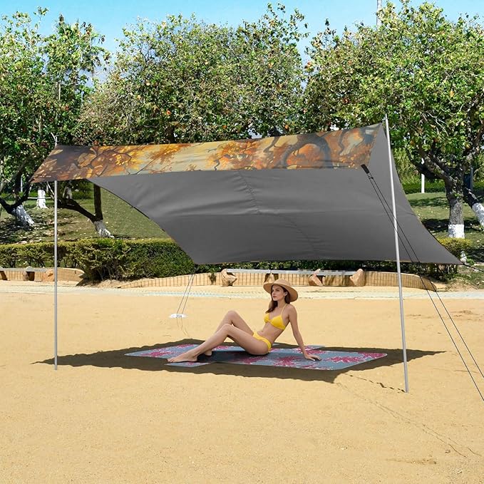 ALAZA Owl on The Tree Beach Tent Sun Shelter Portable Canopy Sunshade for Outdoor Camping Picnics Backyard Fun 10x9 ft