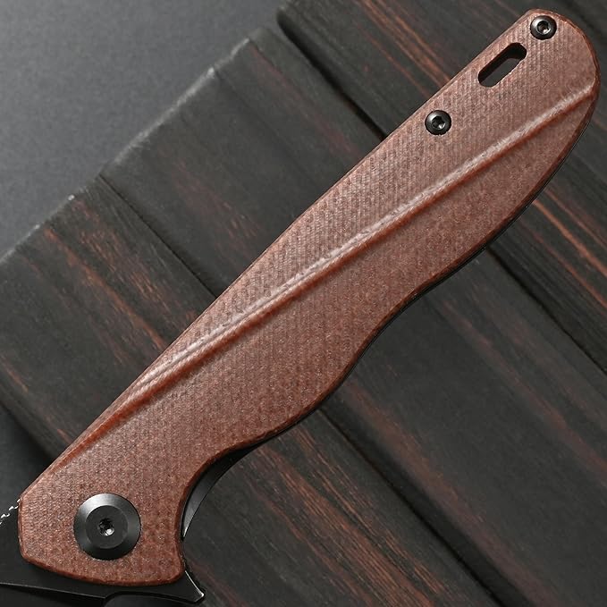 Sitivien ST103 Folding Knife D2 Steel BladeMicarta Handle EDC Tool Knife for Outdoor Camping Hunting Survival(Brown)