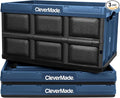 CleverMade Collapsible Storage Bins 62L (3-Pack) – Heavy Duty Collapsible Plastic Storage Bins Large Stackable Folding Storage Bins for Garage Car Grocery &amp Home Organization - Ocean