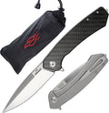 Firebird GANZO Adimanti Skimen Pocket Folding Knife Carbon Fiber Handle with Clip and Glass Breaker D2 Steel Blade Hunting Fishing Camping Outdoor EDC Knife (CF Black)