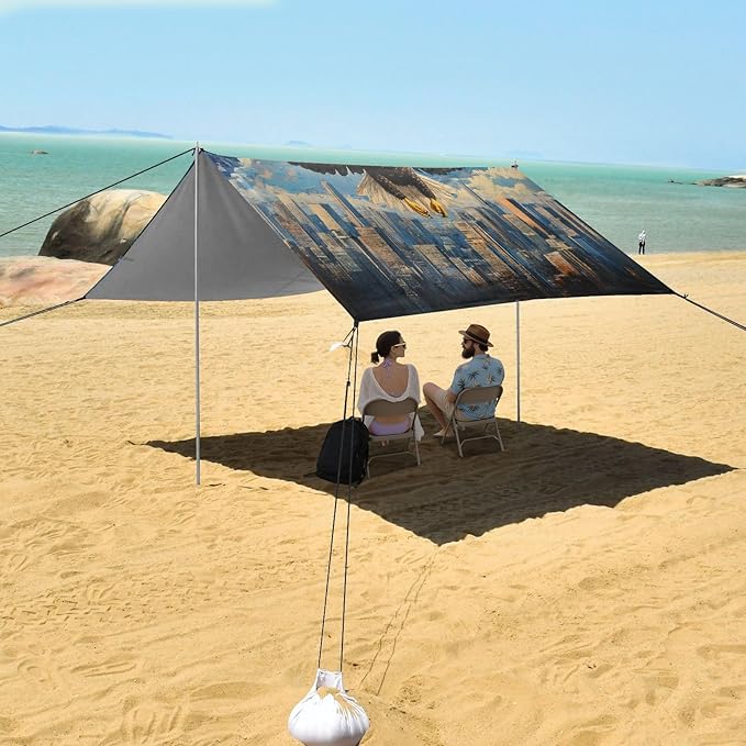ALAZA Eagles Spread Out Wings Above The Skyline Beach Tent Sun Shelter Portable Canopy Sunshade for Outdoor Camping Picnics Backyard Fun 10x9 ft