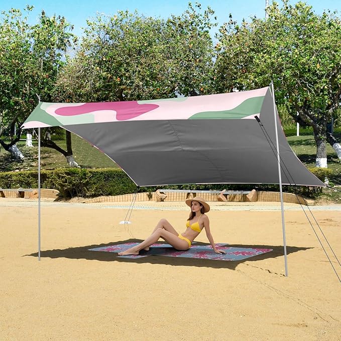 Mint Green Beach Tent &amp Canopy UPF50 Water-Resistant Large Sun Shelter with Carrying Bag for Camping Picnics Backyard