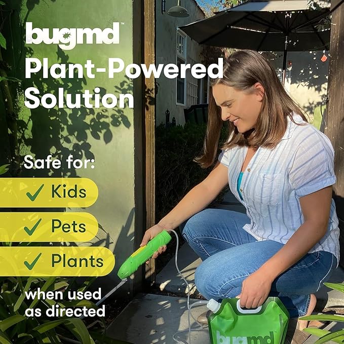 BugMD Pest Blaster Kit - Rechargeable Power Sprayer (Batteries Included) 4-Pack Pest Control Essential Oil Concentrates for Indoor &amp Outdoor Use - Plant-Powered Ant Roach Spider &amp Insect Ki