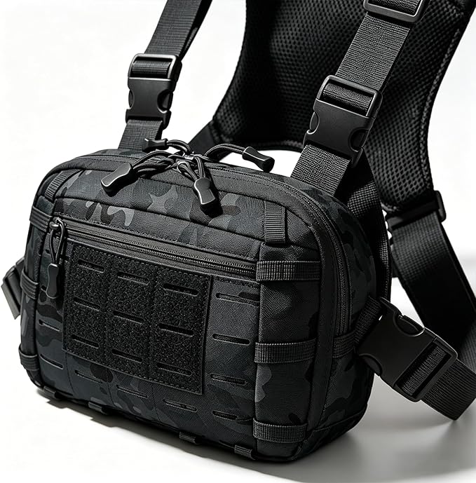 Tactical Chest Pack EDC Chest Bag Utility Molle Chest Rig Pouch with CCW Compartment Adjustable Strap Admin Pouch