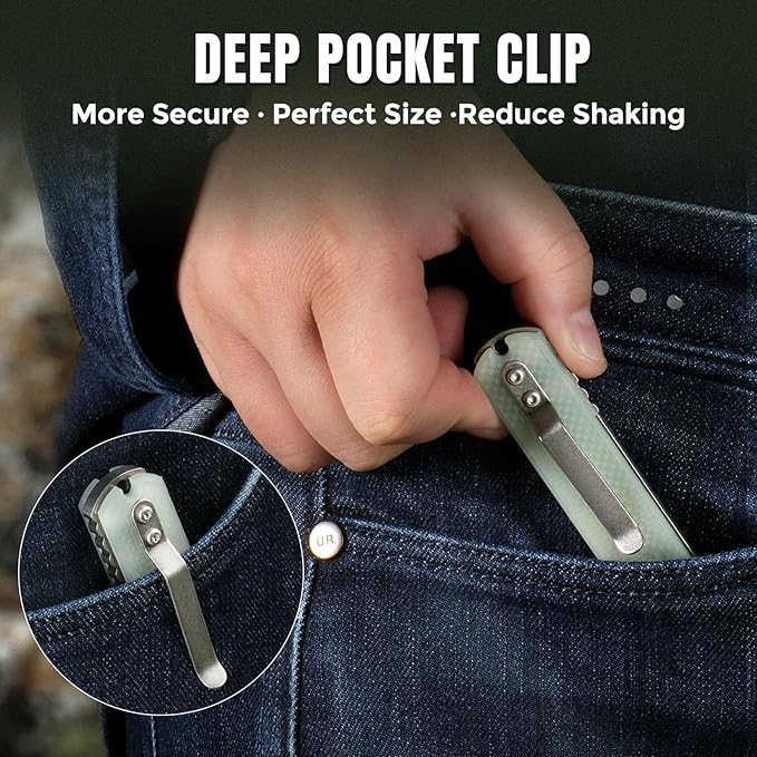Folding Pocket Knife 3.19” 14C28N Steel Blade G10 Handle Praxis Small Flipper Liner Lock EDC Folding Knife Sharp Survival Camping Hiking Hunting Tactical Knives for Men (Translucent Green)