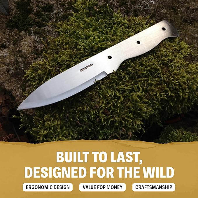 Condor Tool &amp Knife Bushlore Blade Blank - 1075 High Carbon Steel - Knife Blank with a Scandi Grind - Product is Sold Without Sheath - 4.3in Blade - 4.6oz