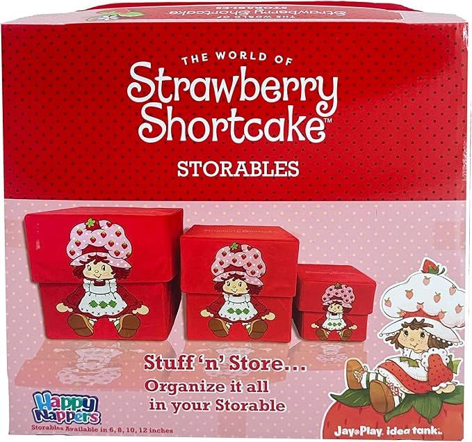 Happy Nappers Strawberry Shortcake: Storable 10 Box - Red Character Themed Bin Fabric Storage Container Opening Top Lid Holds Toys-Books-Games &amp More Licensed