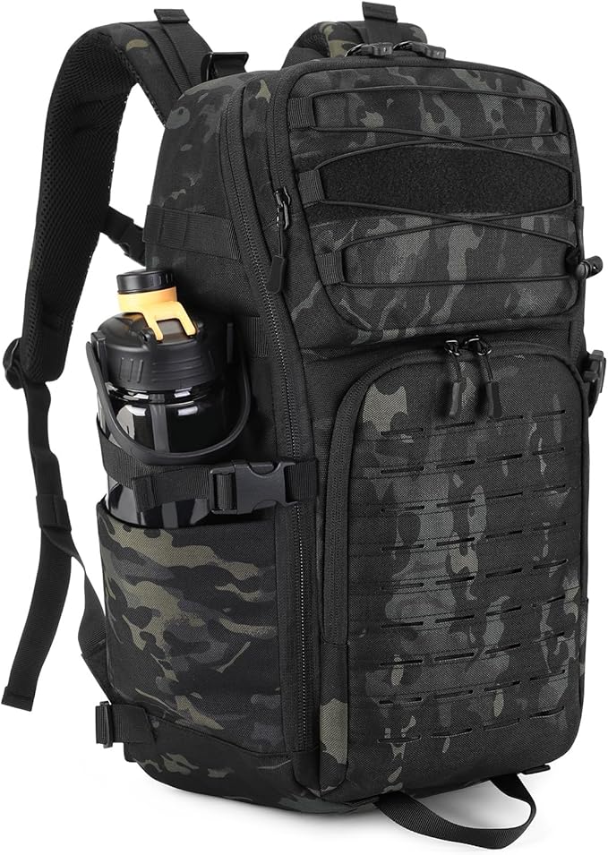 HUNTVP Tactical Backpack for Men 35L Military Backpack MOLLE 1000D Army Daypack 3 Day Bug Out Bag for Work Camping Hiking Outdoor Camo
