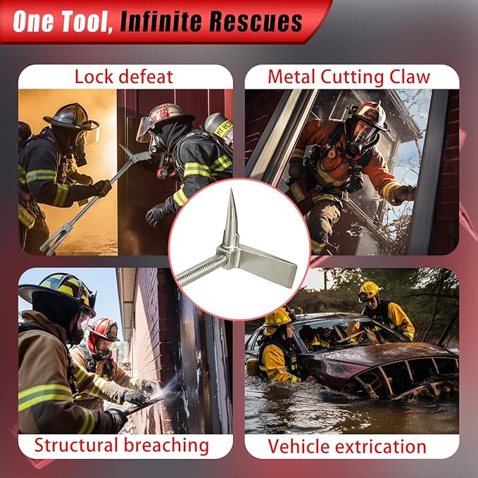 30 Halligan Bar Firefighter Tool with Shoulder Strap - Forged Steel One-Piece Construction | Fork Gap Design