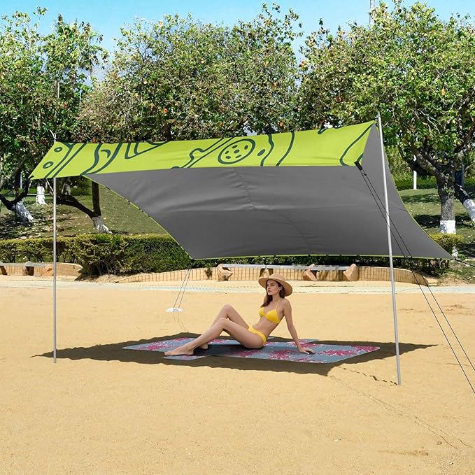 ALAZA Pizza Line Pattern Beach Tent Sun Shelter Portable Canopy Sunshade for Outdoor Camping Picnics Backyard Fun 10x9 ft
