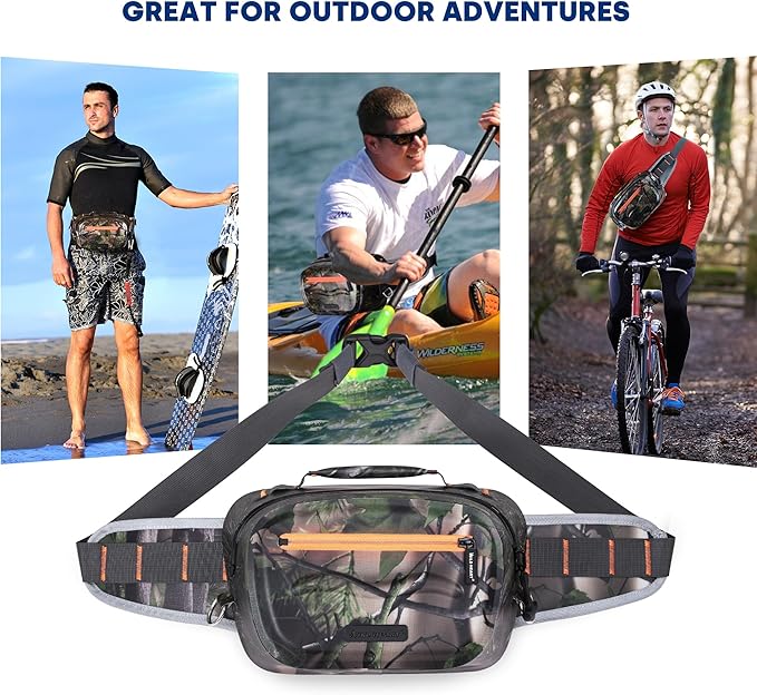 WILD HEART Airtight Waterproof Waist Bag Luya Bag 3D Dimension Shape Case 3.6L TPU Material for Outdoor Kayaking Rafting Boating Swimming Camping Hiking Beach Fishing (Army Green)