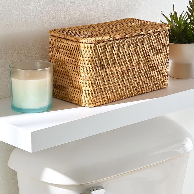 Brown Rattan Organizer Basket with Lid – Multi-Functional Storage Basket