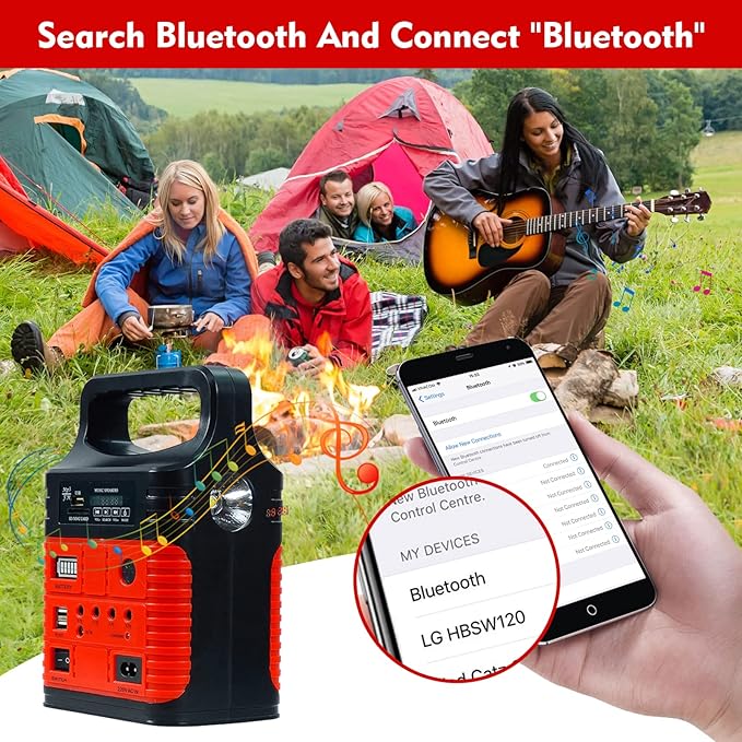 Solar Generator - Portable Power Station for Emergency Power SupplyPortable Generators for CampingHome Use&ampOutdoorSolar Powered Generator With Panel Including 3 Sets LED Light (Red Color)