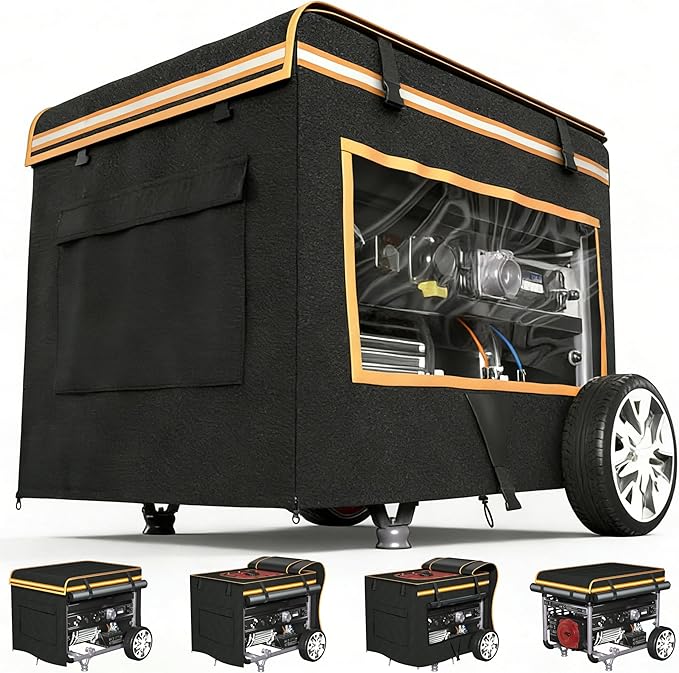 Generator Covers While Running Waterproof 32L x 24W x 24H Heavy Duty Generator Covers for Outside Compatible with 5000W-10000W Generator Overall Protection for Generator Black