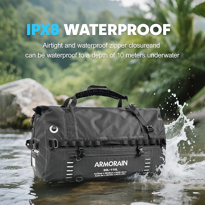 90L-110L large Capacity Airtight Waterproof Travel Dry BagEquipped with Durable Inflatable Shoulder Straps and Handles Suitable for Diving Equipment Motorcycles Rowing Kayaking Camping