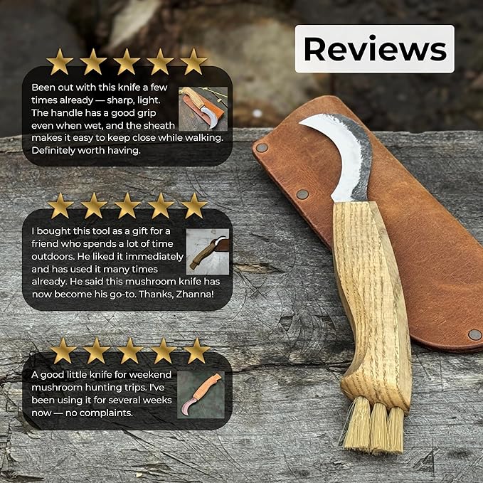 Sharky Mushroom Knife with Leather Sheath