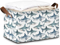 Sharks Storage Bin with Handles Basket Storage Organizer for Shelves Closet Nursery Book Laundry Hamper &amp Home Decor