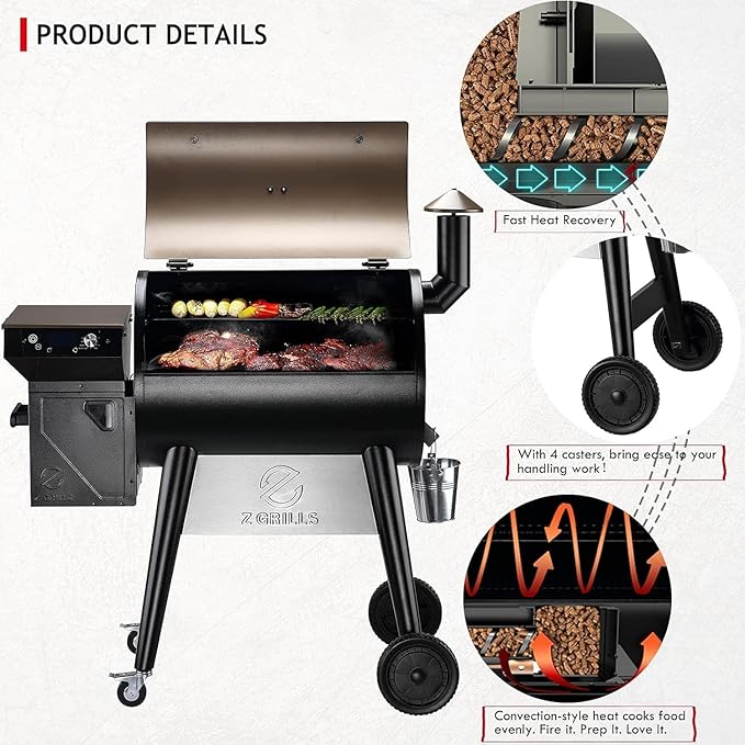 Z GRILLS 2025 Upgrade 8-in-1 Electric Wood Pellet Grill &amp Smoker with PID V3.0 Controller LCD 697 Sq InMeat Probes Easy Hopper Clean-out &amp Grill Cover