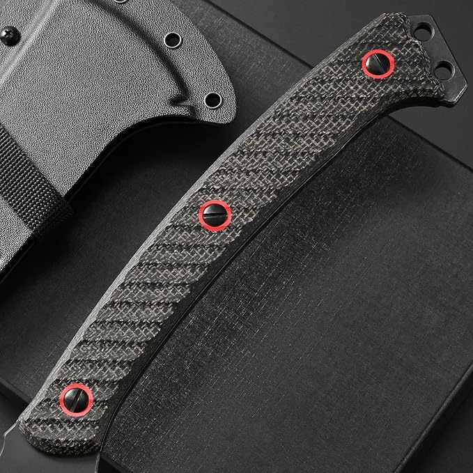 C1342 Camping AxesDC53 Steel Blade Micarta Handle Chopping Axe Bushcraft Camping Axes Survival Hatchet Full Tang Axe for Hiking Hunting Camping Splitting Chopping Wood(Black)