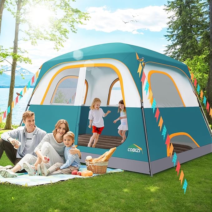 COBIZI 4-6-8-10 Person Camping Tent Spacious Family Tents for Camping Ideal Hiking 3500mm Waterproof Double-Layer Windproof Tent for Hiking &amp Backpacking