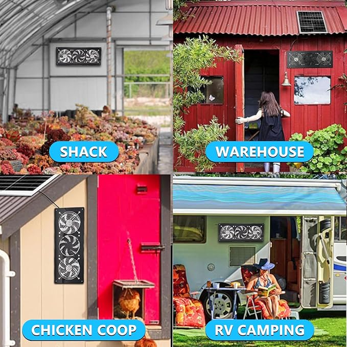 HNRLOY Solar Exhaust Fan25W Solar Panel with 3PCS Ventilation Fans KitSolar Powered Fan for ShedChicken CoopAttic &amp Greenhouse Intake or Exhaust Air3500RPM 15FT CordIP67 Waterproof