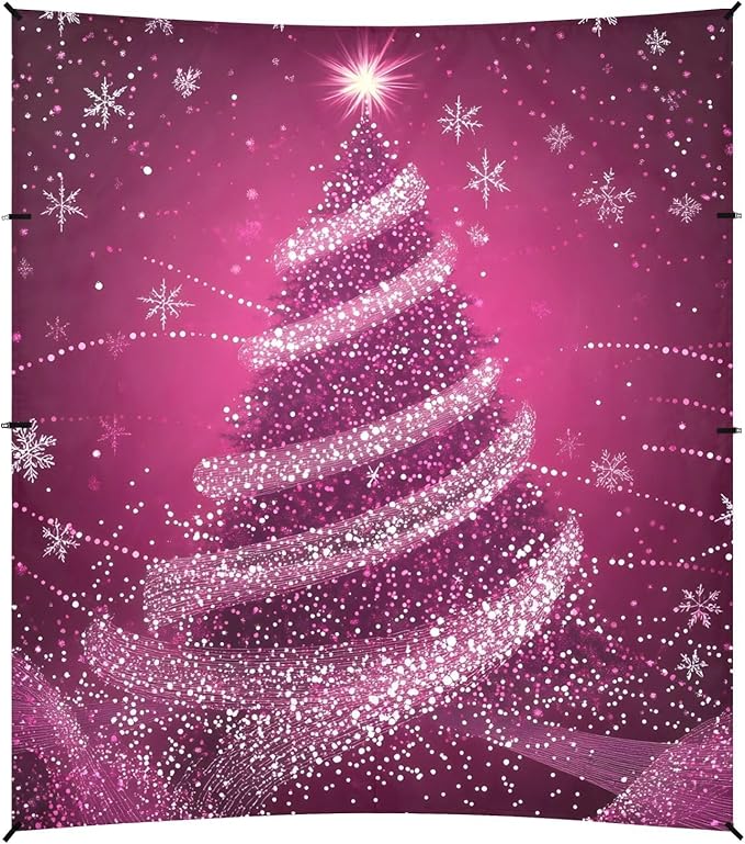 ALAZA Purple Christmas Tree Beach Tent Sun Shelter Portable Canopy Sunshade for Outdoor Camping Picnics Backyard Fun 10x9 ft