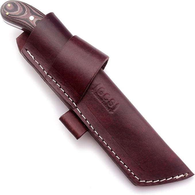 GCS Handmade MicartaHandle D2 Tool Steel Tactical Hunting Knife with leather sheath Full tang blade designed for Hunting &amp EDC GCS 24