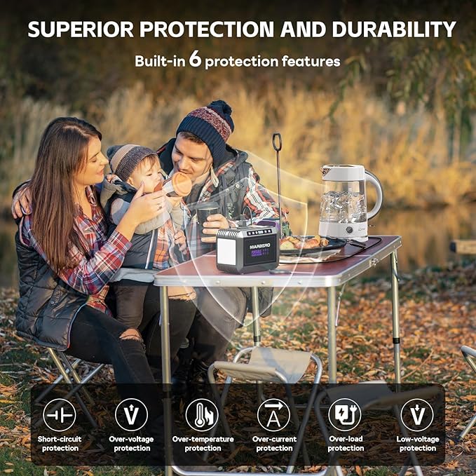 MARBERO 172Wh Solar Generator with 40W Solar Panel Portable Solar Power Station 200W Camping Outdoor Hiking Fishing Emergency CPAP