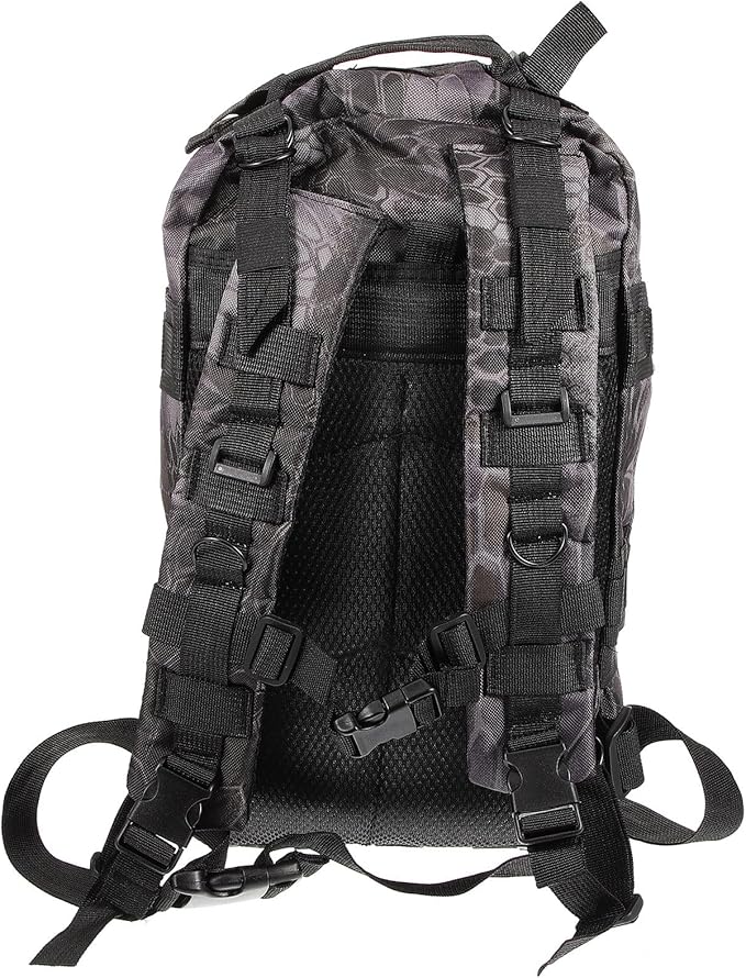 Toyvian Outdoor Tactical Backpack 3p Shoulder Backpack Large Capacity Mountaineering Bag with Snake Pattern Black for Camping Hiking Outdoor Sports