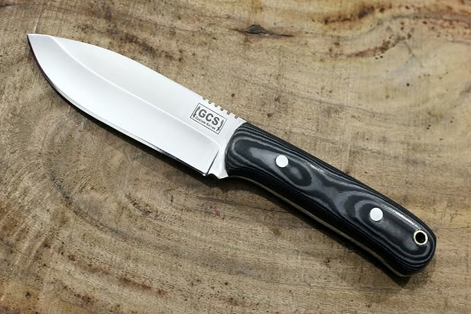GCS Handmade G10 Handle D2 Tool Steel Tactical Hunting Knife with leather sheath Full tang blade designed for Hunting &amp EDC GCS 10