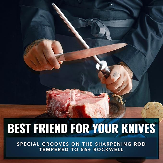 Cutluxe Honing Rod Sharpening Steel for Kitchen Knives – 12 Honing Steel – Ergonomic Handle Design – Artisan Series