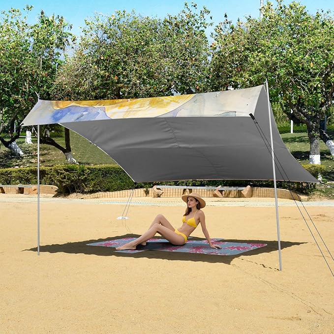 ALAZA Watercolour African American Beach Tent Sun Shelter UPF50+ Protection Beach Shade Canopy w/ 4 Sandbags for Outdoor Camping Fishing Backyard Fun Picnic 10x9 ft