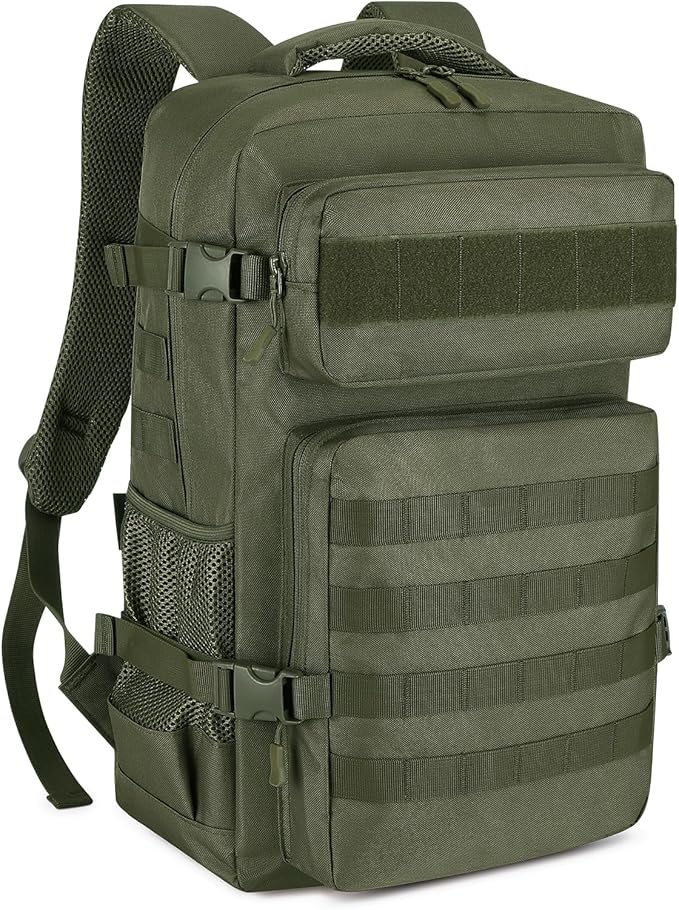 HUNTVP Tactical Backpack for Men 30L Military Backpack MOLLE Assault Pack Army Daypack Hunting Rucksack for Hiking Travel Work with Bottle HolderArmy Green