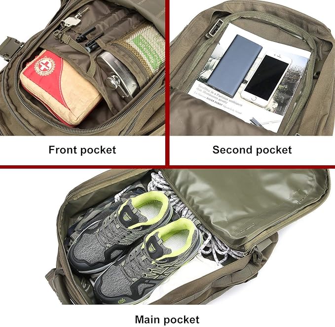 Greencity Laptop Backpacks Tactical 3 Day Expandable Bug Out Bag Classic Case Travel HikingGreen