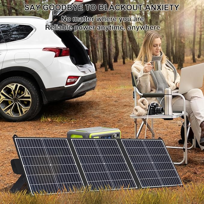 100W Portable Solar Panel 20V Foldable Solar Charger with USB-A QC3.0 &amp Type-C PD45W. Lightweight Design for Outdoor Camping RV Trips and Hiking Charging Mobile Phones and Energy Storage Device