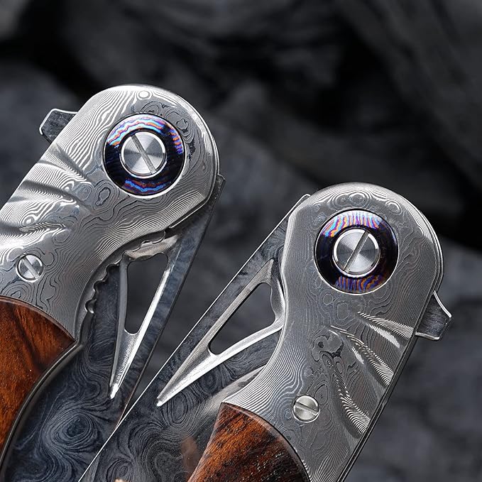 3.7 Inch Folding Pocket Knife Japanese SKD11 Damascus Steel Blade - Outdoor Camping Knife EDC Tactical Knife Forged Steel with G10 Handle Portable Survival Knife for Hunting Hiking