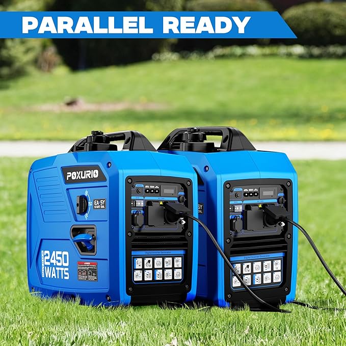 2450-Watt Inverter Generator for Home Use 1.6Gallon Large Fuel Tank Up to 8.3 Hours Use 120V Gas Powered Generator Super Quiet - EPA Compliant