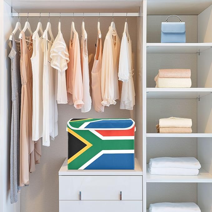 South Africa Flag South African National Storage Bins with Lids Stackable Container Storage Storage Bins with Handles