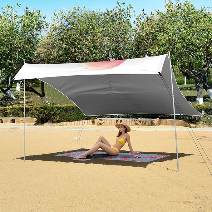 ALAZA Pink Flamingo Watercolor Beach Tent Sun Shelter Portable Canopy Sunshade for Outdoor Camping Picnics Backyard Fun 10x9 ft
